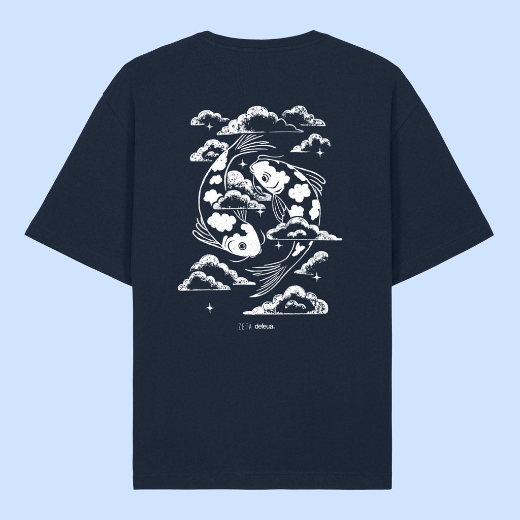 Defeua AEQUILIBRIUM, tshirt unisex blu sulla serenità e l'equilibrio - GEN Z - 100% cotone biologico - grafica retro
