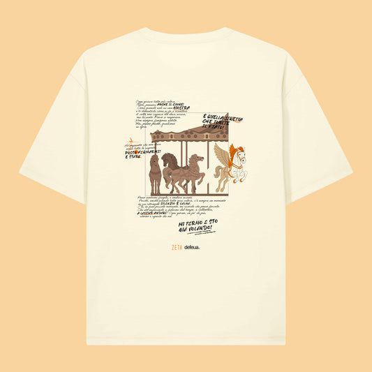 Defeua BREAK THE LOOP, la t-shirt sull'ansia realizzata per il progetto ZETA -  taglio morbido colore crema - 100% cotone biologico