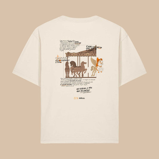 Defeua BREAK THE LOOP, la t-shirt sull'ansia realizzata per il progetto ZETA -  taglio morbido colore natural Raw - 100% cotone biologico