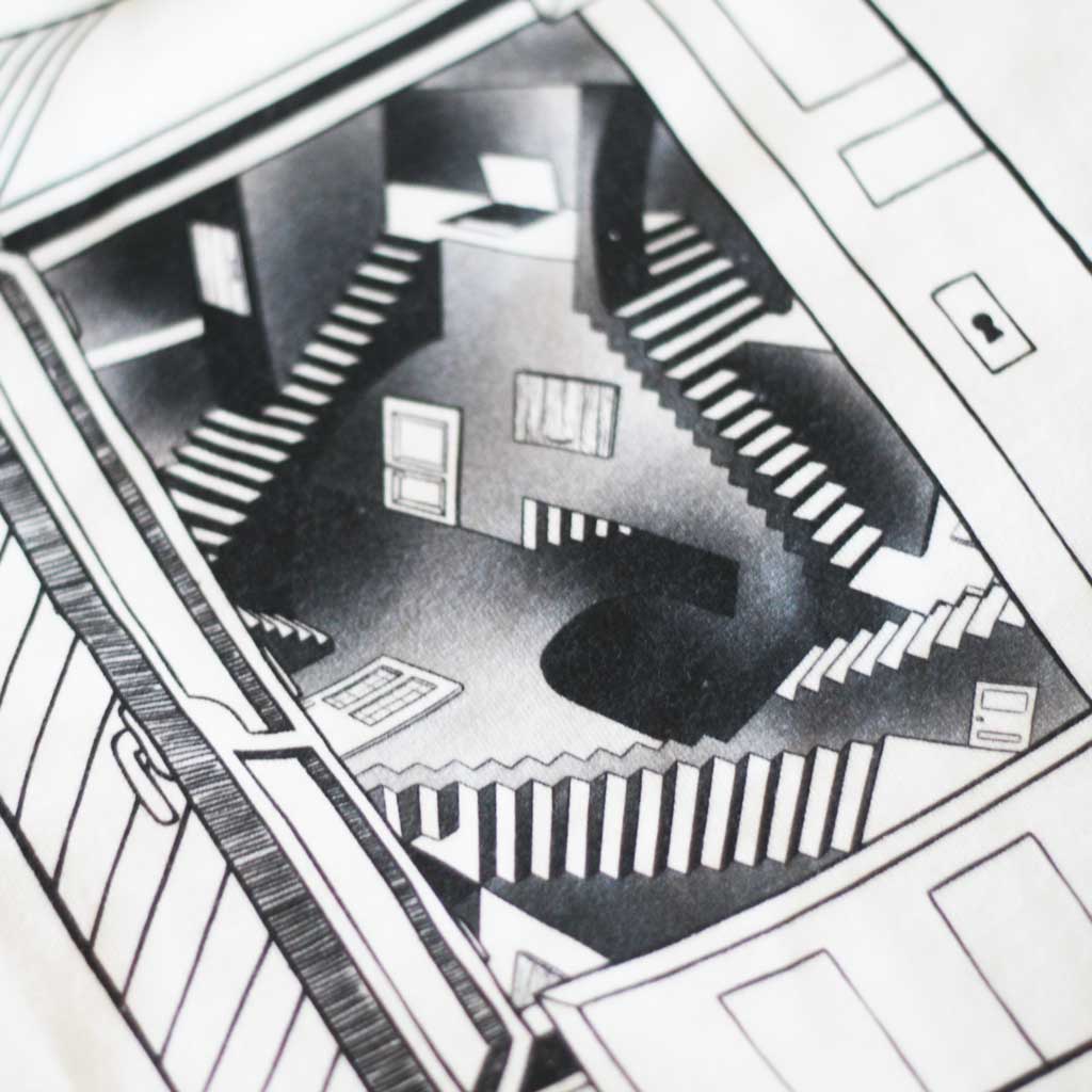 Defeua® DOORS hoodie organic-Escher-dettaglio