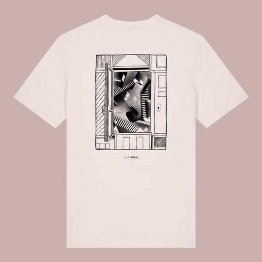 Defeua® DOORS tshirt organic-bianco vintage Escher Generazione ZETA