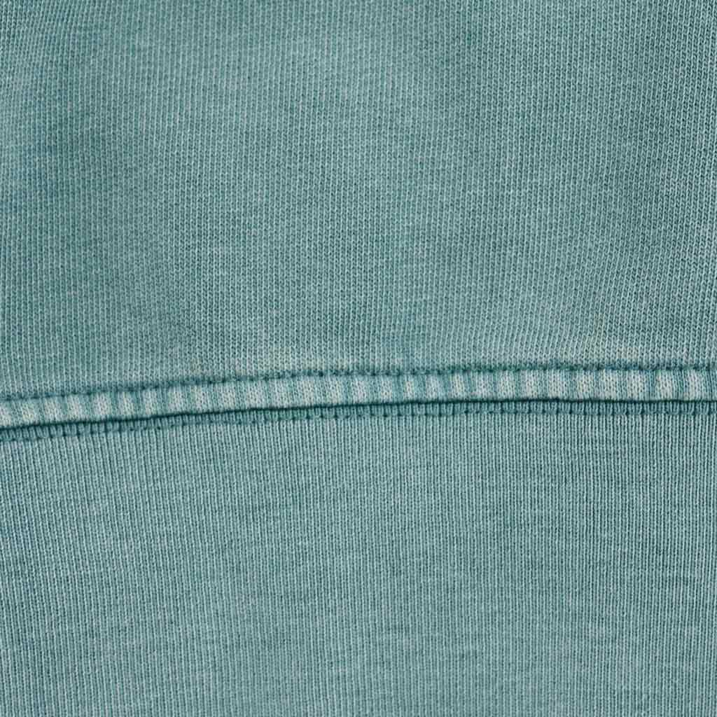 DREAM felpa tinto in capo color hydro cotone biologico, dettaglio cucitura e tinta