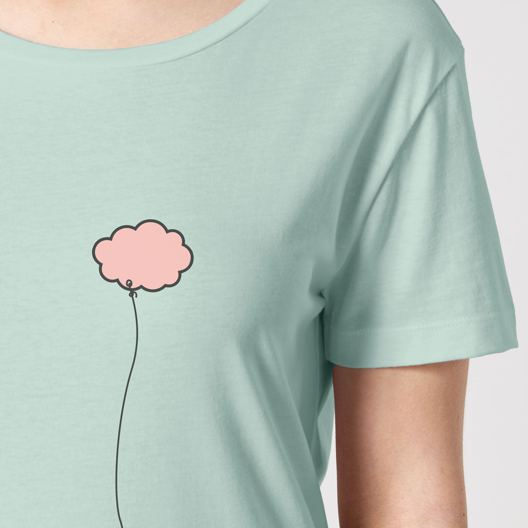 Defeua® DREAM t-shirt donna sul sogno, dettaglio nuvola rosa