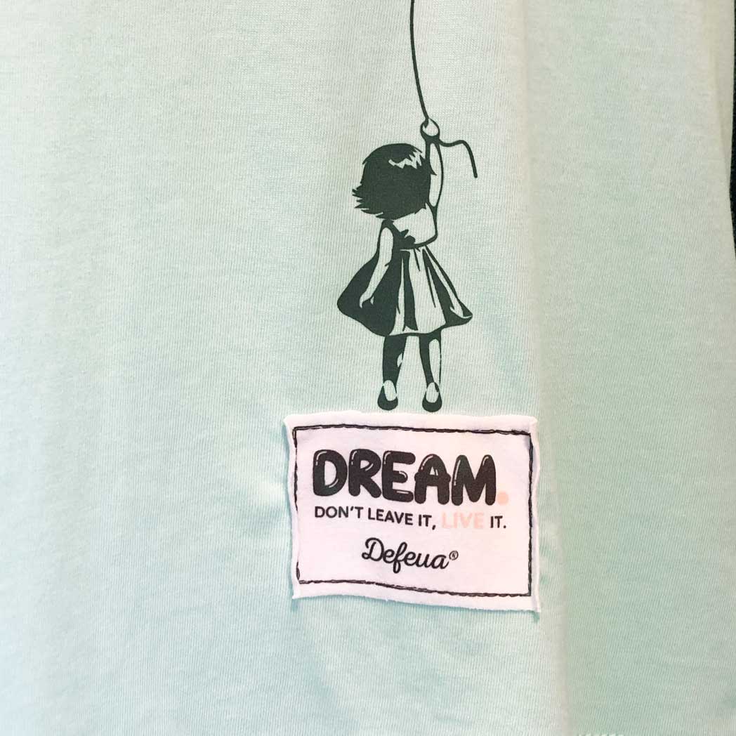 Defeua® DREAM t-shirt donna sul sogno, dettaglio etichetta