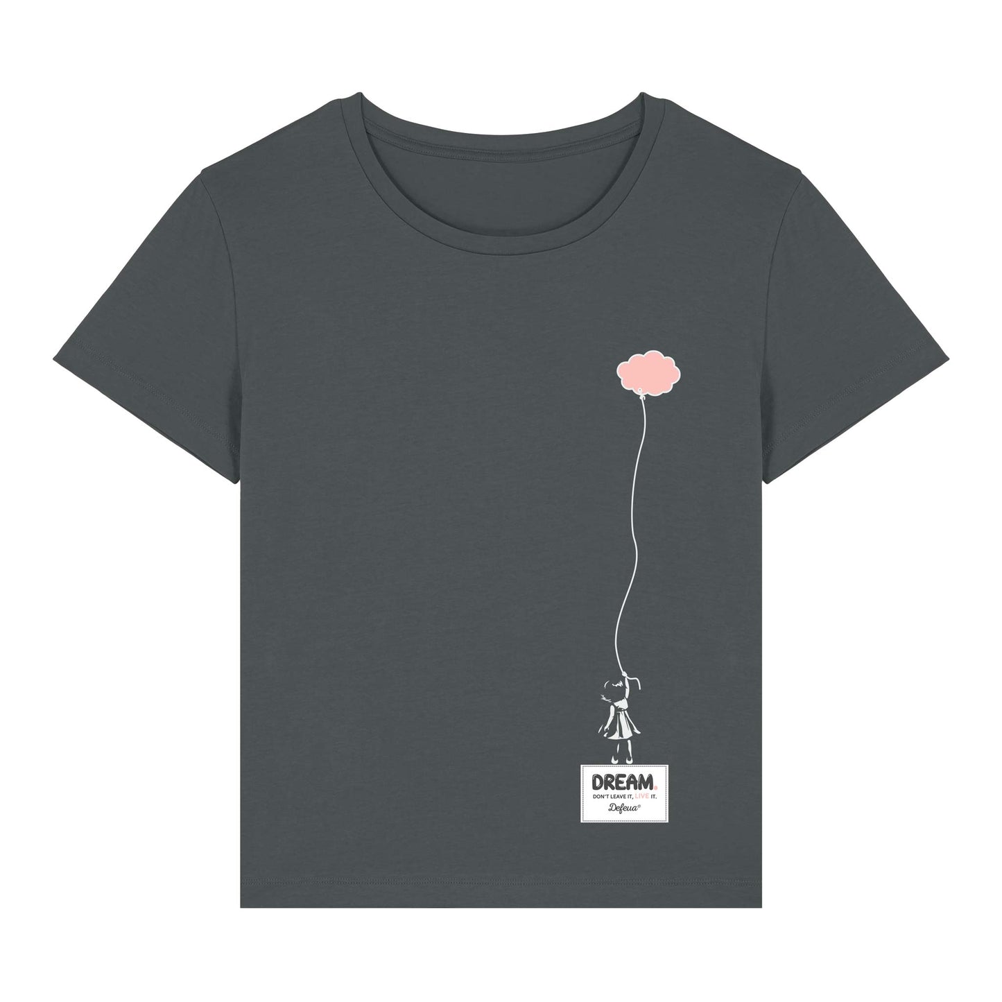 Defeua® DREAM t-shirt donna sul sogno, colore ANTRACITE, cotone biologico