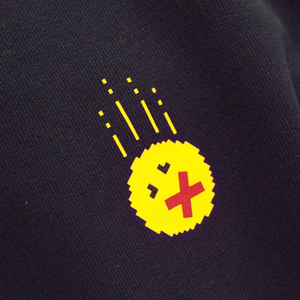 Defeua® felpa FREE FALL french navy, dettaglio grafica emoji in caduta libera