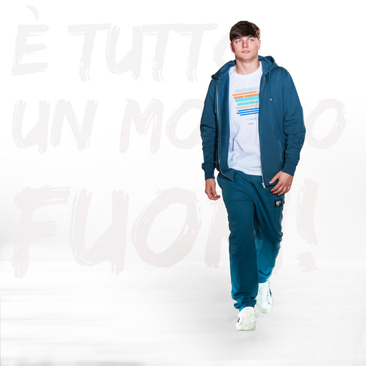 Defeua® FUORI hoodie con zip in 100% cotone biologico e pantalone jogger MOVE ON in cotone biologico