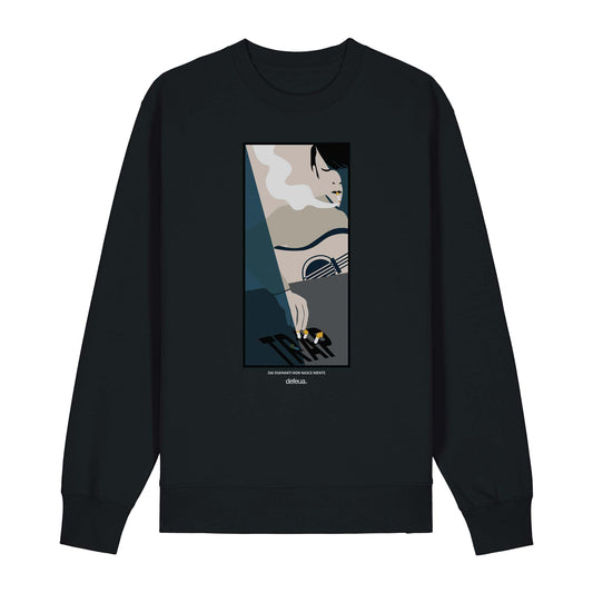 Defeua IT'S A TRAP, la felpa girocollo in cotone biologico che mette a confronto Fabrizio De André e la musica Trap