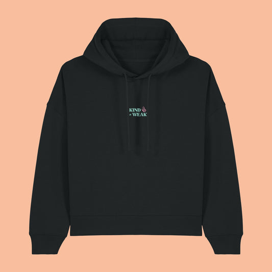 Defeua® KINDNESS Hoodie donna Generazione zeta sulla gentilezza - colore nero - grafica fronte