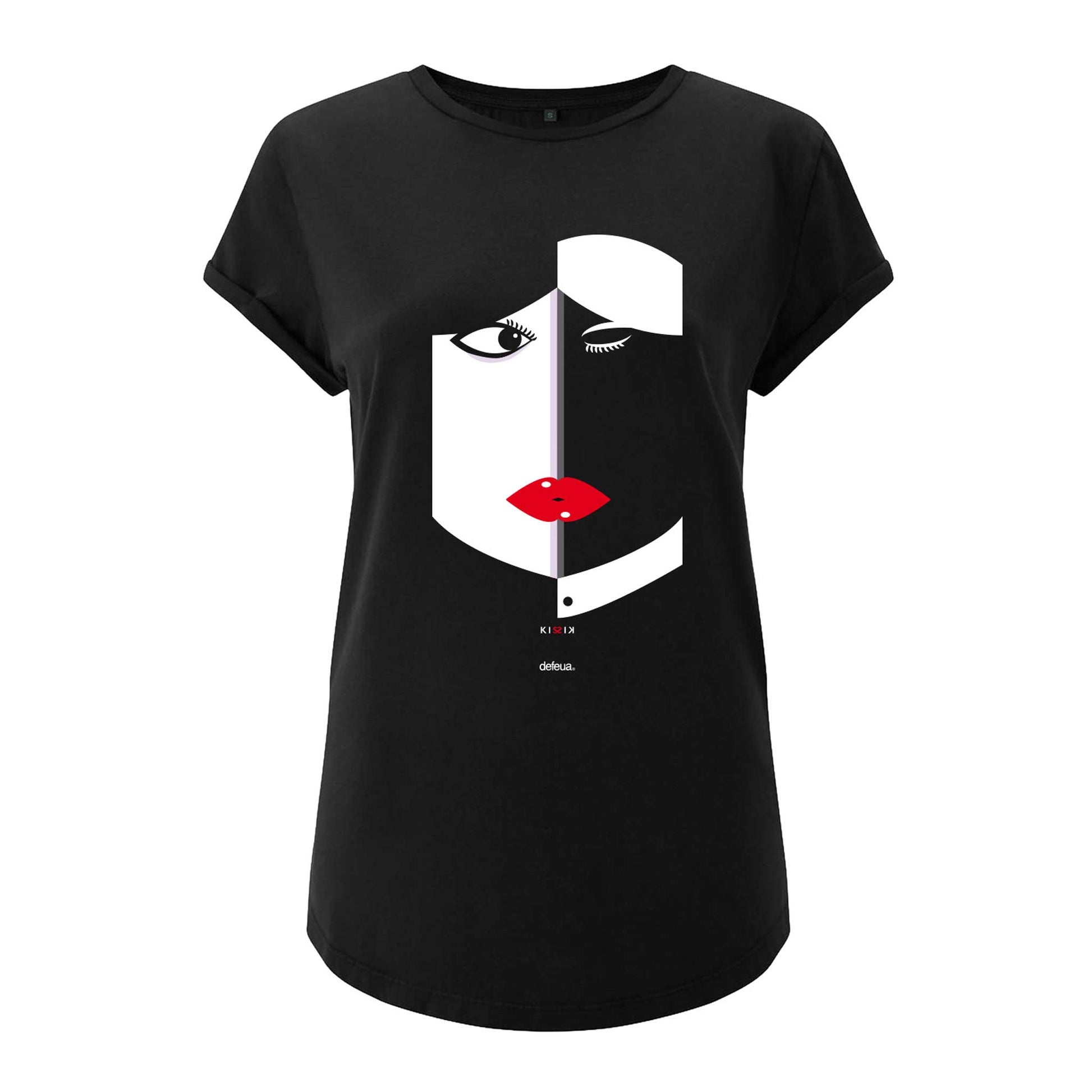 Defeua® KISSES T-shirt donna BACIO- 100% cotone biologico