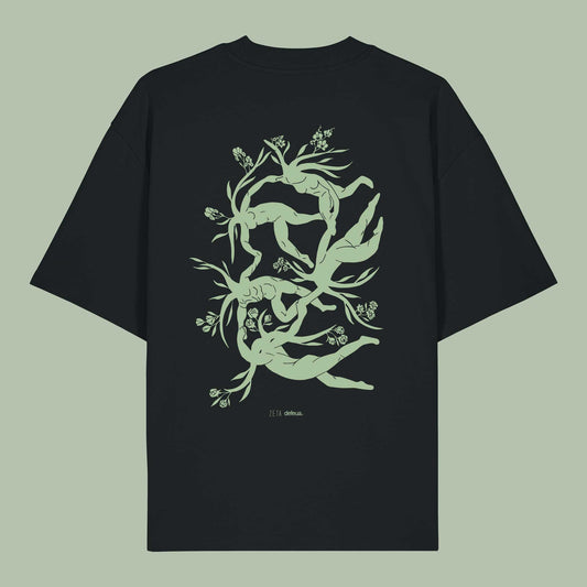 Defeua® LOVE, t-shirt nera unisex taglio oversize, Generazione Zeta-Retro maglietta