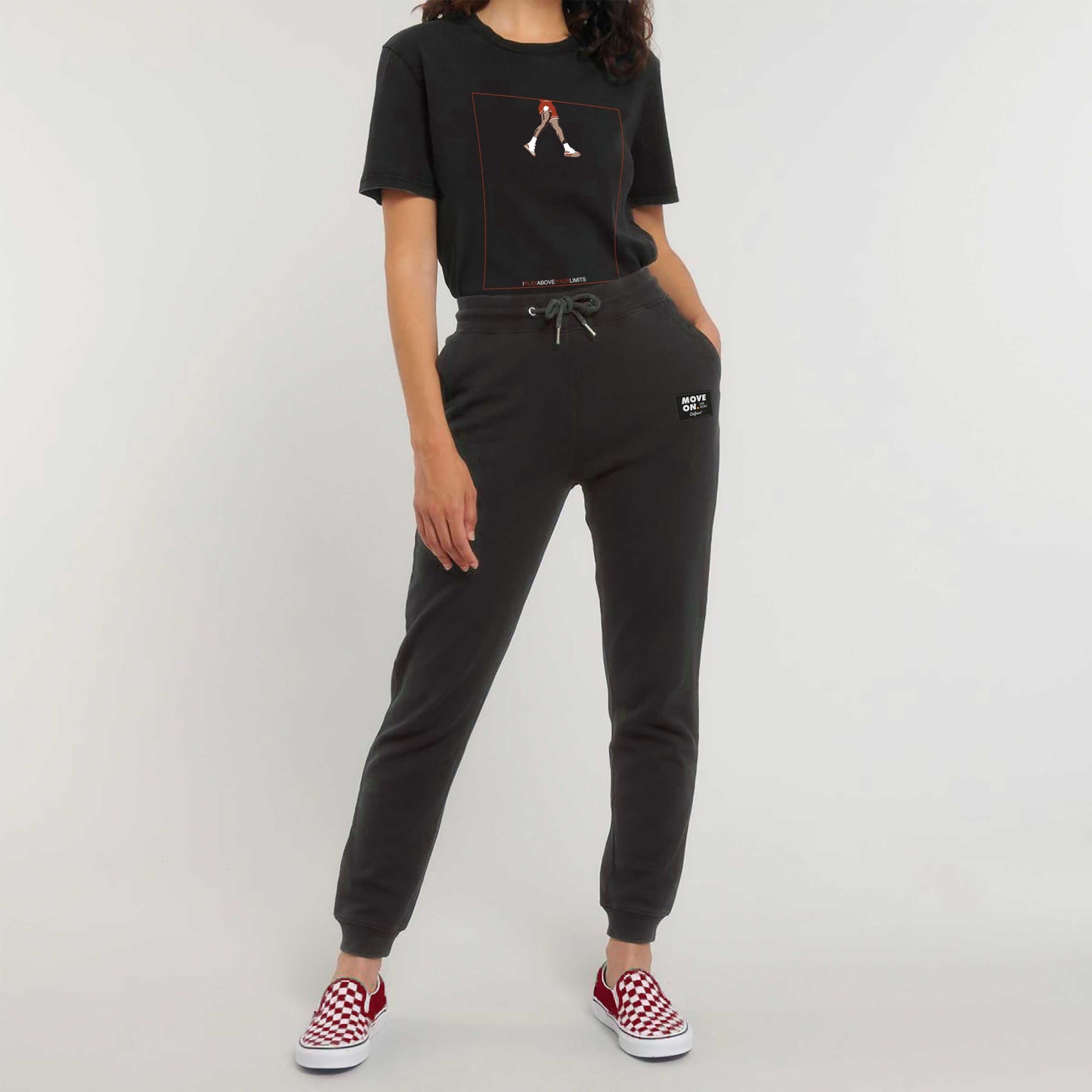 Defeua® MOVE ON pantaloni tuta cotone biologico NERO tinto in capo