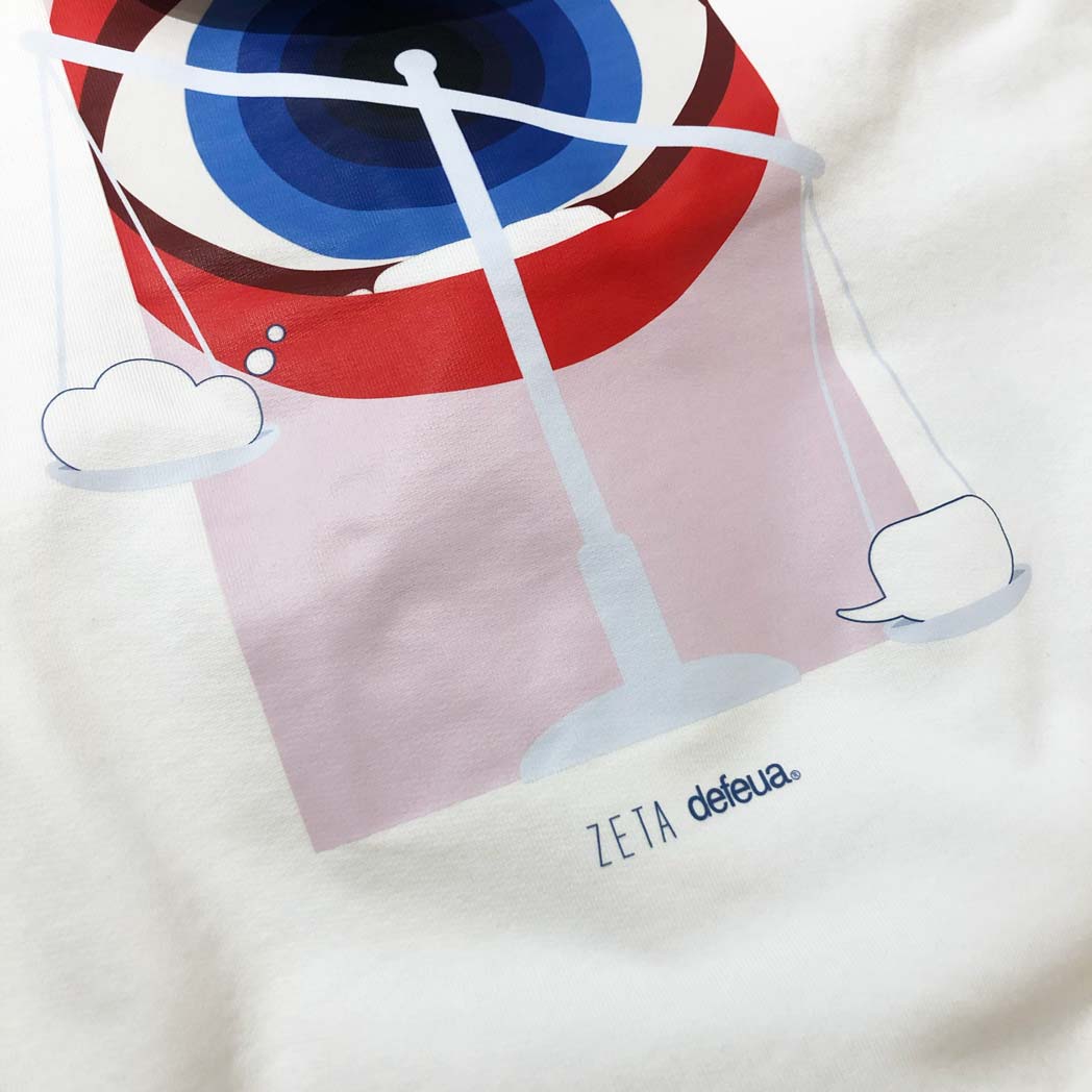 Defeua® POLITICALLY CORRECT felpa Off White con cappuccio dettaglio retro Progetto Zeta