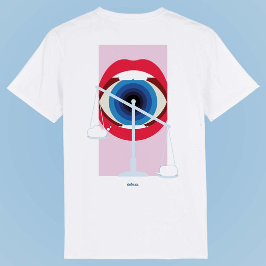 Defeua® POLITICALLY CORRECT tshirt bianca in cotone biologico - collezione speciale Generazione ZETA