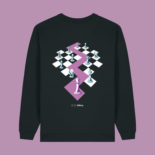 Defeua QUEEN, felpa oversize nera sulla forza delle donne