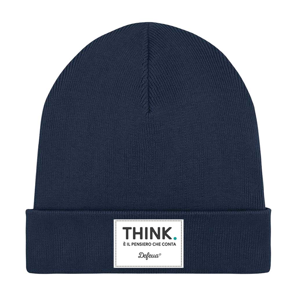 Defeua THINK beanie a costine colore french navy in cotone biologico e polyestere riciclato