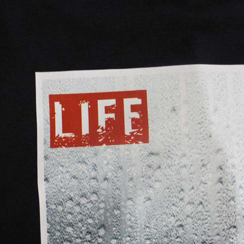 Defeua® UNFOCUSED t-shirt blu unisex-dettaglio logo LIFE