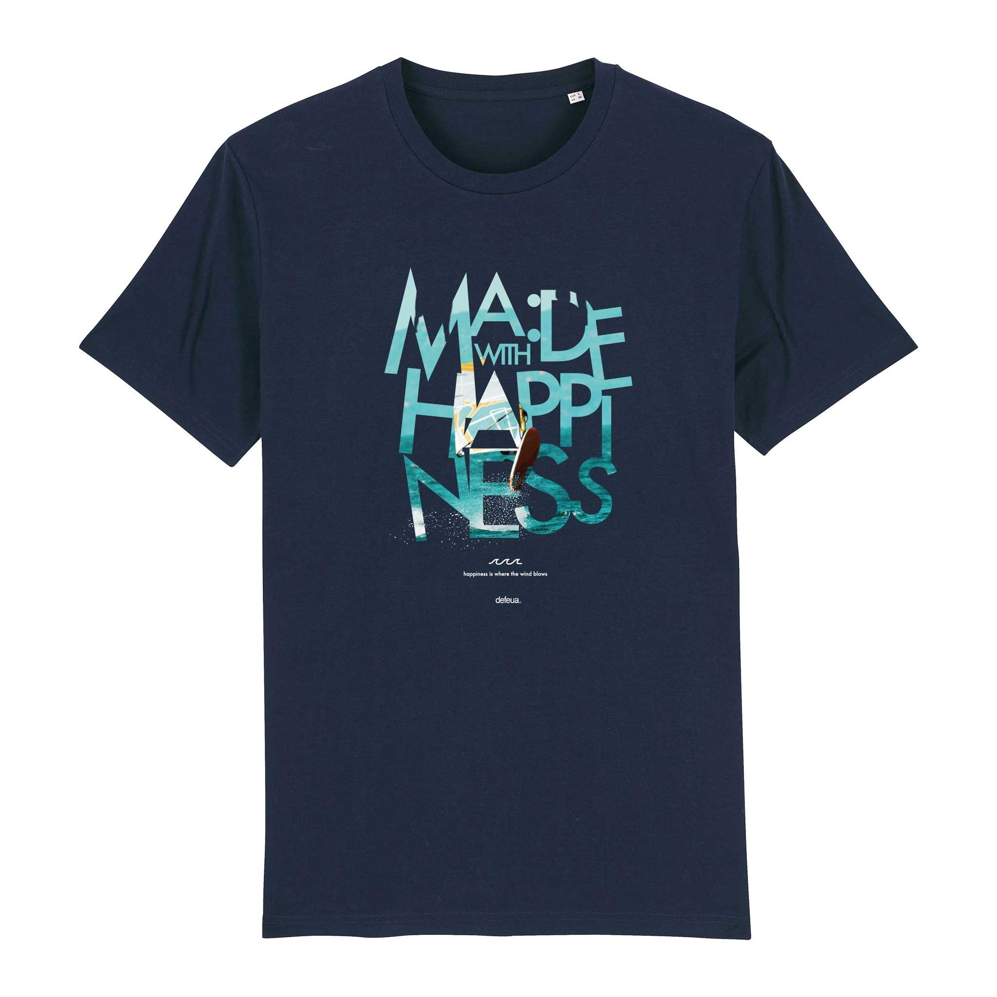 Defeua® WINDY T-shirt Windsurf 100% cotone organico colore blu