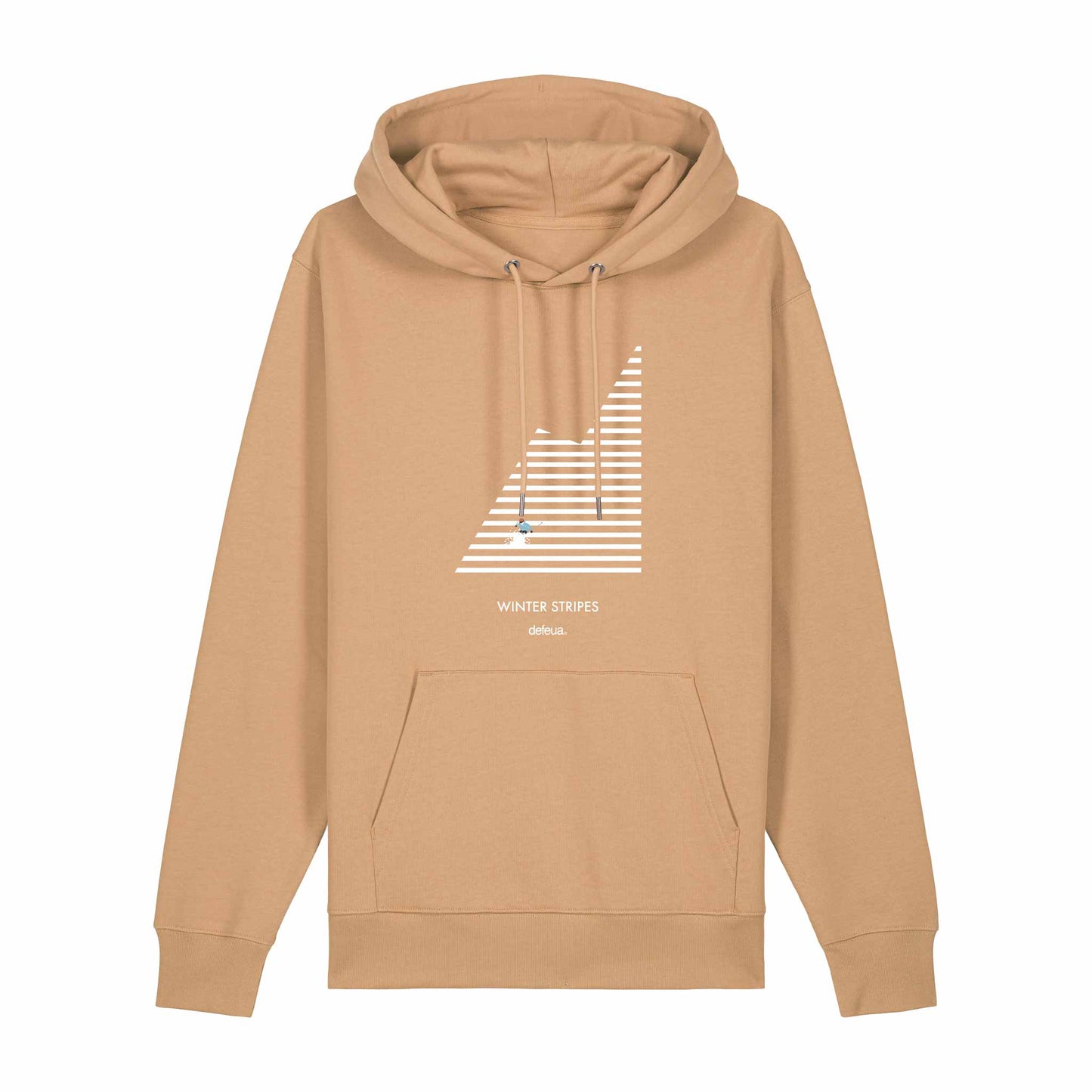 Defeua® WINTER STRIPES, la felpa invernale in 100% cotone biologico che ti porta direttamente sulla neve.