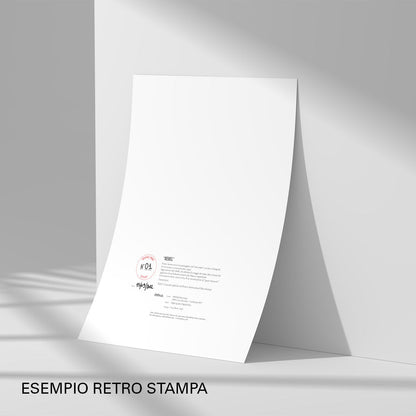 Defeua® esempio retro poster in carta 100% riciclata FSC  con numerazione e dettagli