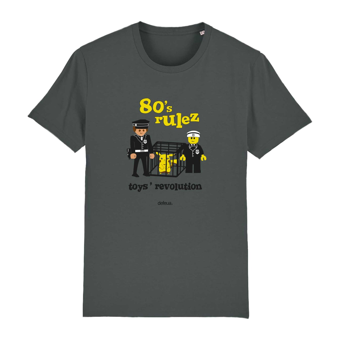 Defeua® T-shirt organic 80'S RULEZ Lego Vs Pikachu