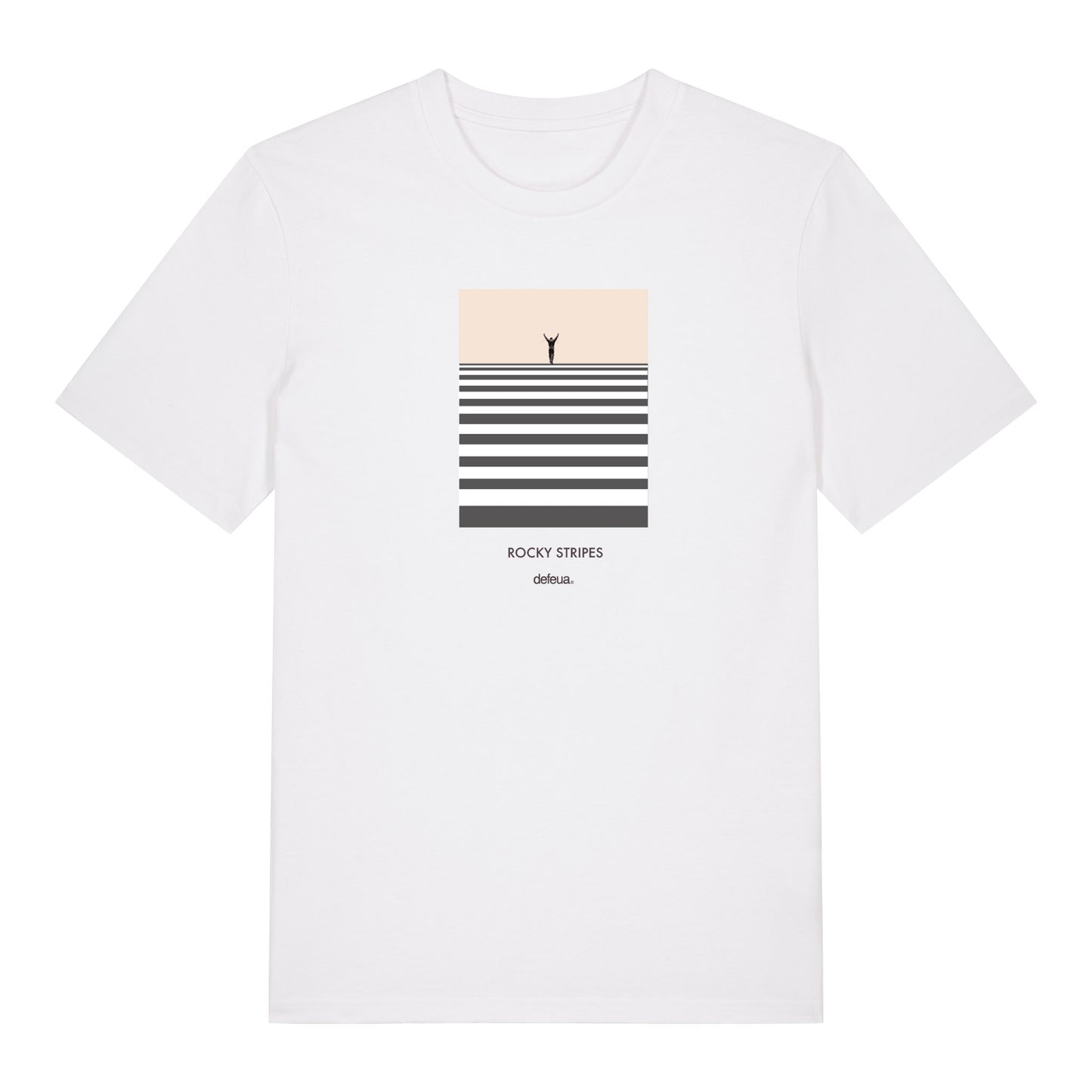 T-shirt 100% cotone organico ROCKY STRIPES, maglietta bianca Rocky Balboa