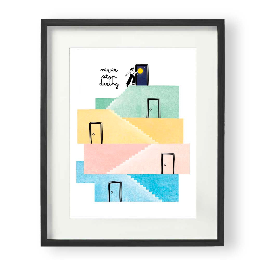 Poster NVER STOP DARING, la grafica del RIFF 2025 per chi ama osare sempre