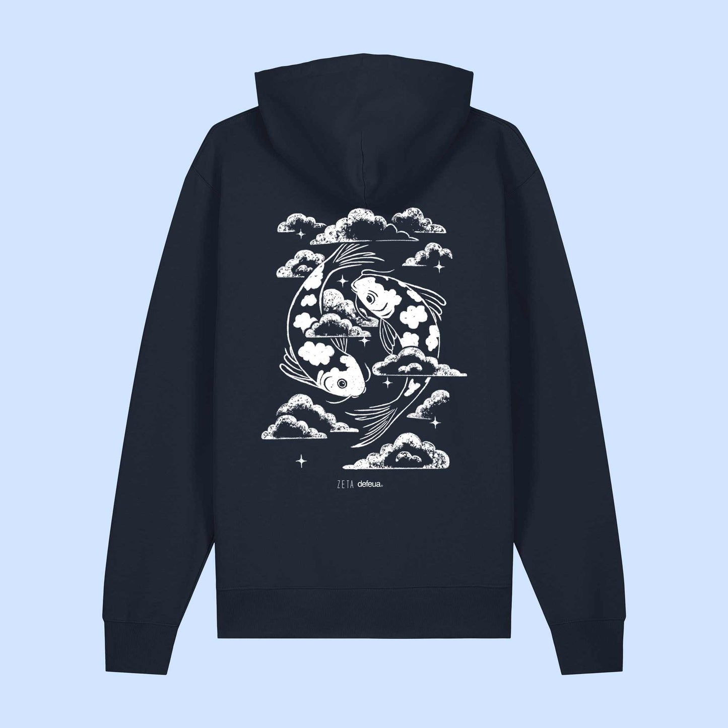 Defeua AEQUILIBRIUM hoodie GEN Z unisex sulla serenità - french navy blu - 100% cotone biologico