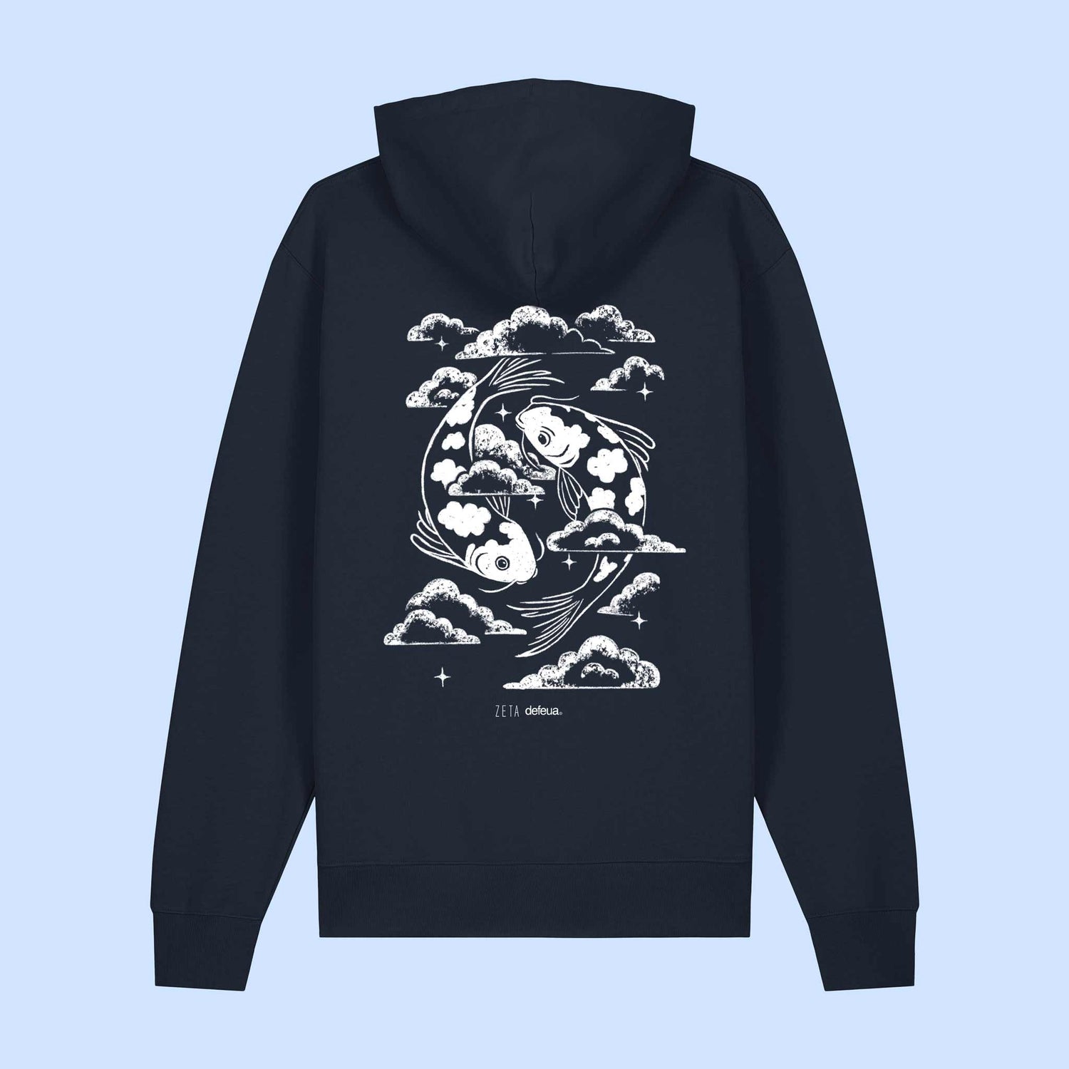 Defeua AEQUILIBRIUM hoodie GEN Z unisex sulla serenità - french navy blu - 100% cotone biologico
