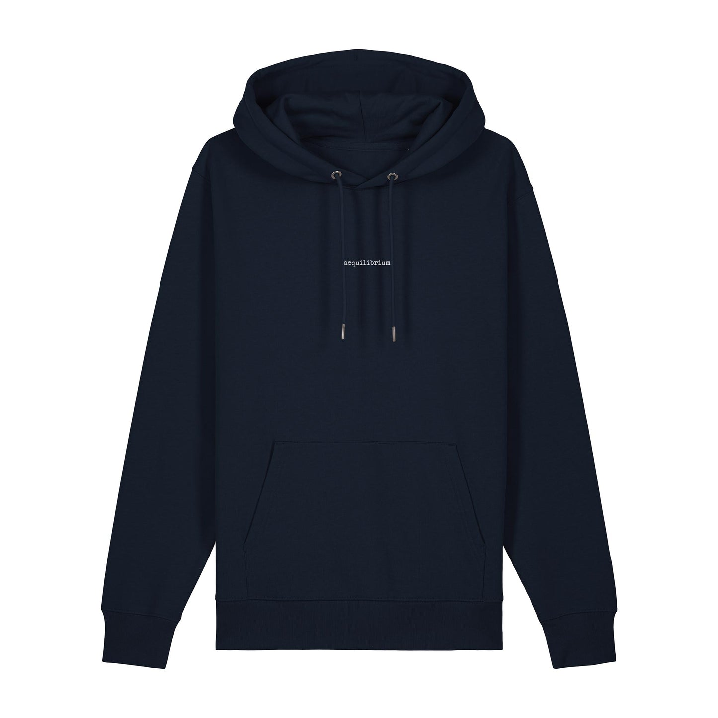 Defeua AEQUILIBRIUM hoodie GEN Z unisex sulla serenità - french navy blu - 100% cotone biologico-scritta frontale