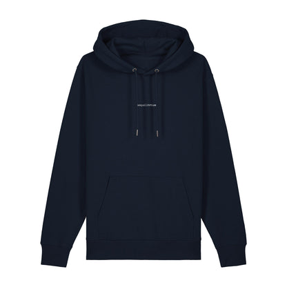 Defeua AEQUILIBRIUM hoodie GEN Z unisex sulla serenità - french navy blu - 100% cotone biologico-scritta frontale