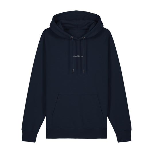 Defeua AEQUILIBRIUM hoodie GEN Z unisex sulla serenità - french navy blu - 100% cotone biologico-scritta frontale