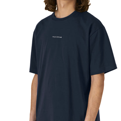 Defeua AEQUILIBRIUM. T-shirt unisex equilibrio e serenità - french navy blu - 100% cotone biologico-fronte grafica
