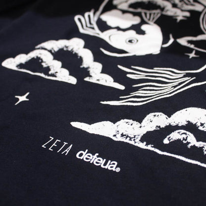 Defeua AEQUILIBRIUM. T-shirt GEN Z unisex equilibrio - french navy blu - 100% cotone biologico- Dettaglio logo