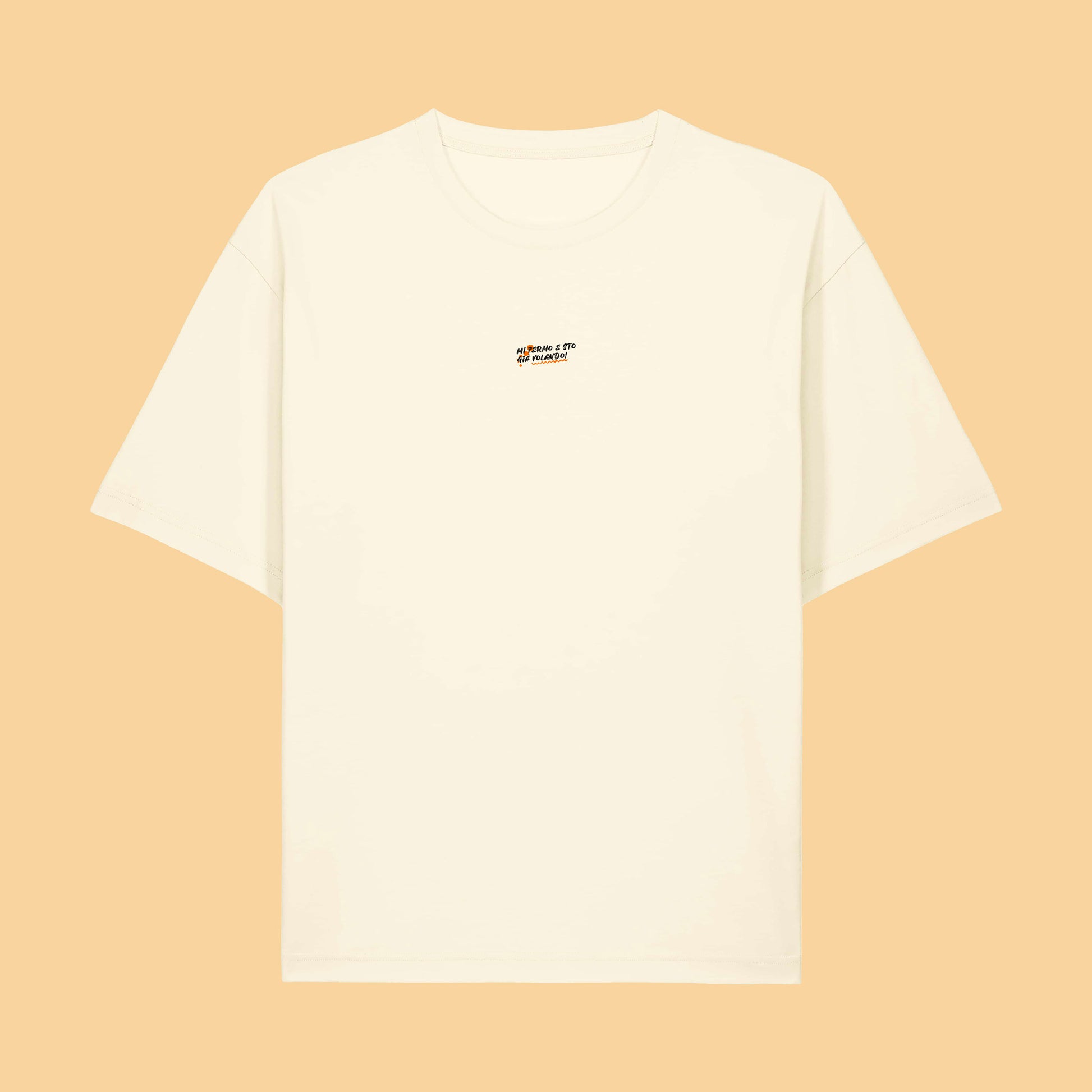 Defeua BREAK THE LOOP, la t-shirt sull'ansia realizzata per il progetto ZETA - grafica frontale colore CREMA - 100% cotone biologico