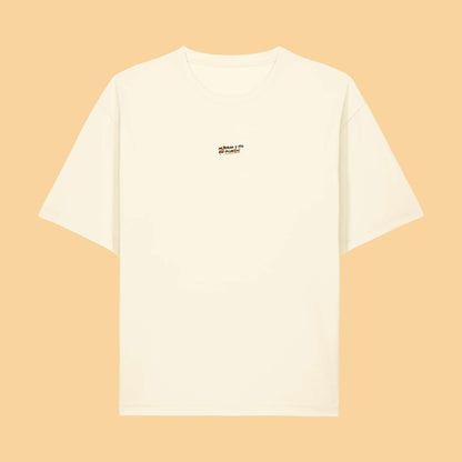 Defeua BREAK THE LOOP, la t-shirt sull'ansia realizzata per il progetto ZETA - grafica frontale colore CREMA - 100% cotone biologico