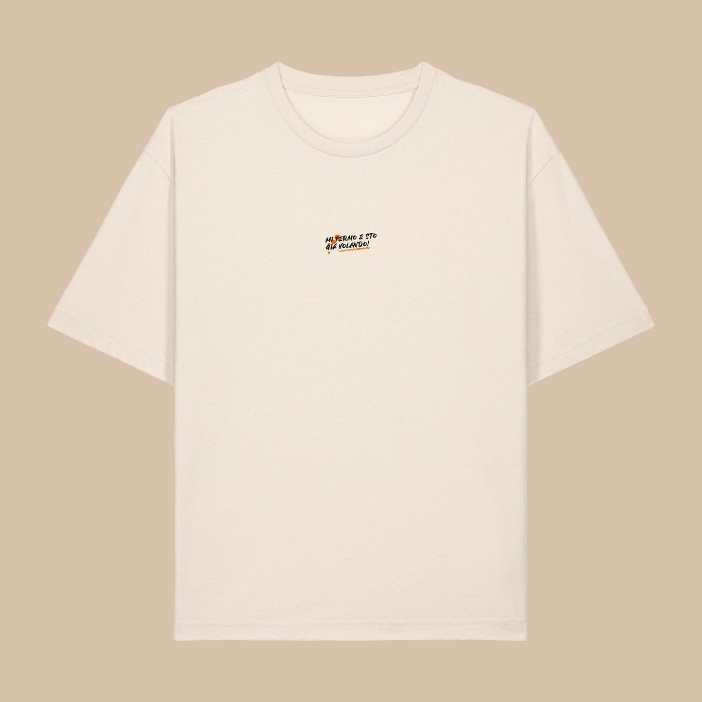 Defeua BREAK THE LOOP, la t-shirt sull'ansia realizzata per il progetto ZETA - grafica frontale colore NATURAL RAW - 100% cotone biologico