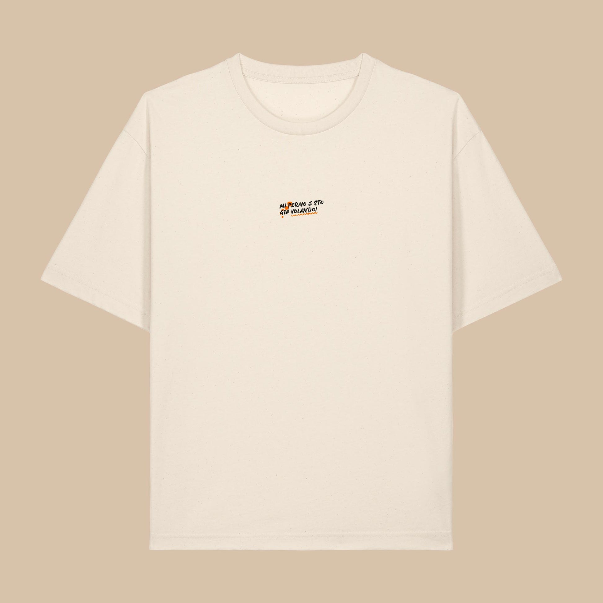 Defeua BREAK THE LOOP, la t-shirt sull'ansia realizzata per il progetto ZETA - grafica frontale colore NATURAL RAW - 100% cotone biologico