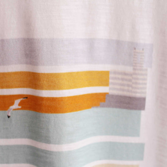 Defeua® "BAIA STRIPES" t-shirt donna in 100% cotone organico fiammato: le meravigliose strisce della Baia del Silenzio