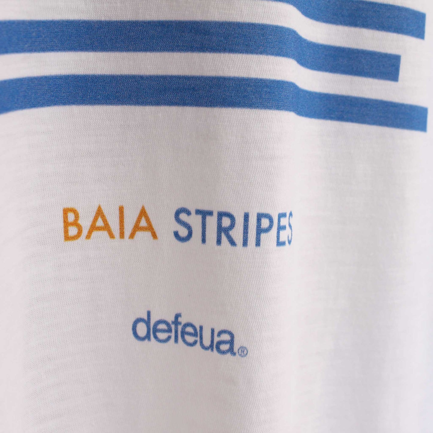 Defeua® "BAIA STRIPES" t-shirt donna in 100% cotone organico fiammato: le meravigliose strisce della Baia del Silenzio