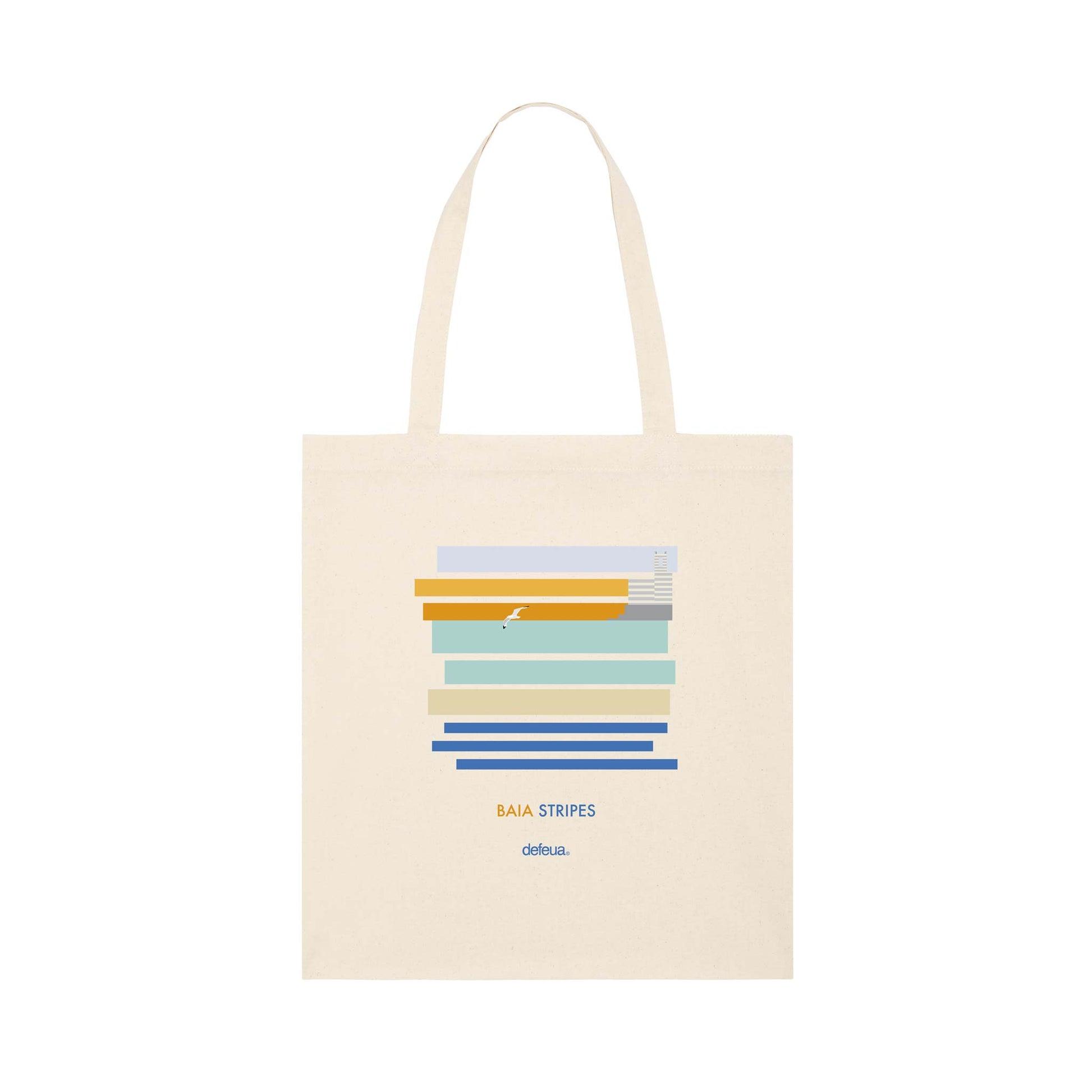 Defeua® Shopper bag in 100% cotone organico BAIA STRIPES, le strisce della Baia del silenzio di Sestri Levante