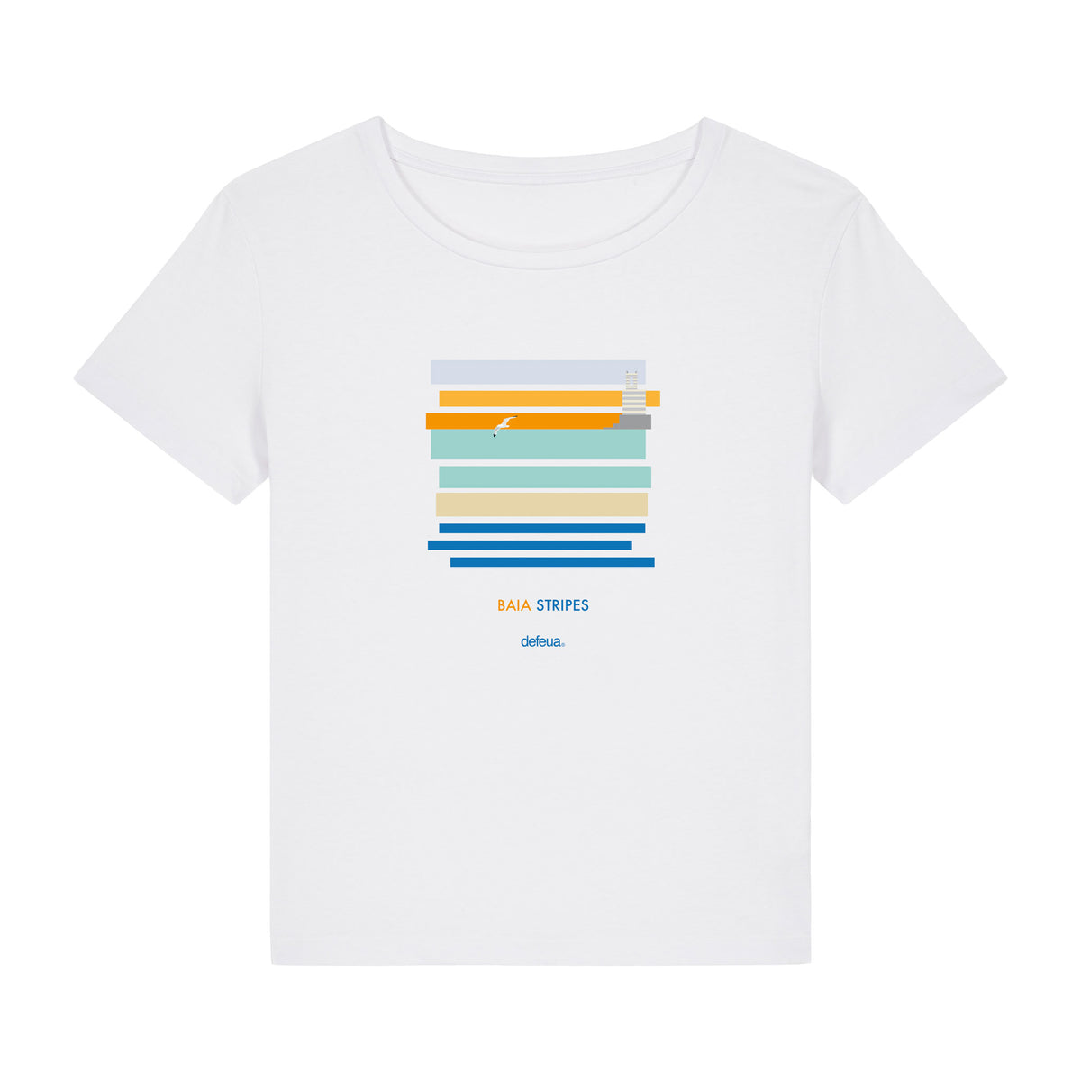 T-shirt bianca sostenibile donna Baia del Silenzio Sestri Levante - 100% cotone biologico