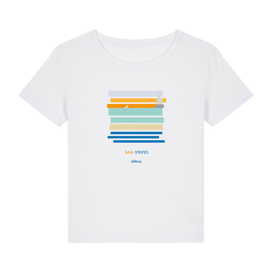 T-shirt bianca sostenibile donna Baia del Silenzio Sestri Levante - 100% cotone biologico