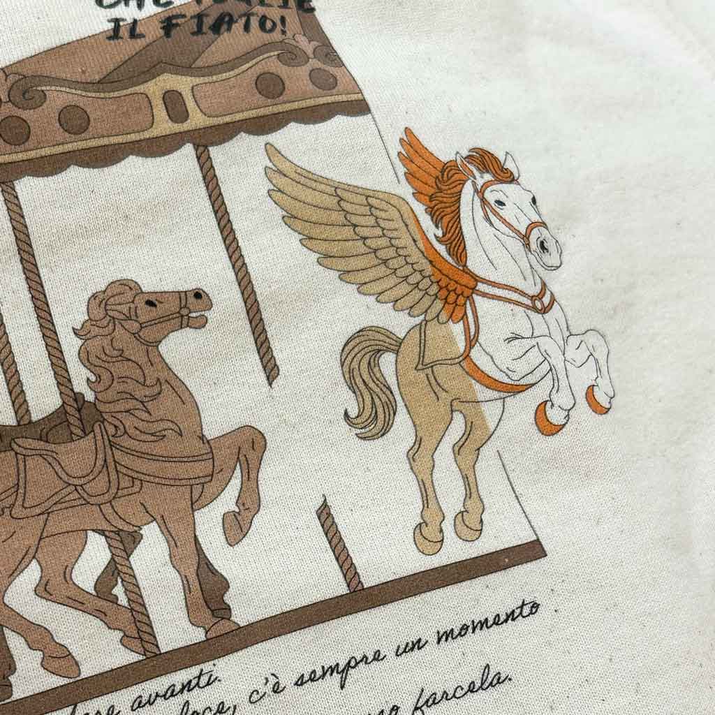 Defeua BREAK THE LOOP hoodie, colore natural - dettaglio cavallo alato della felpa a tema ansia