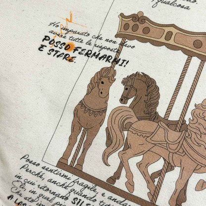 Defeua BREAK THE LOOP hoodie, colore natural - dettaglio scritte e grafica della felpa a tema ansia