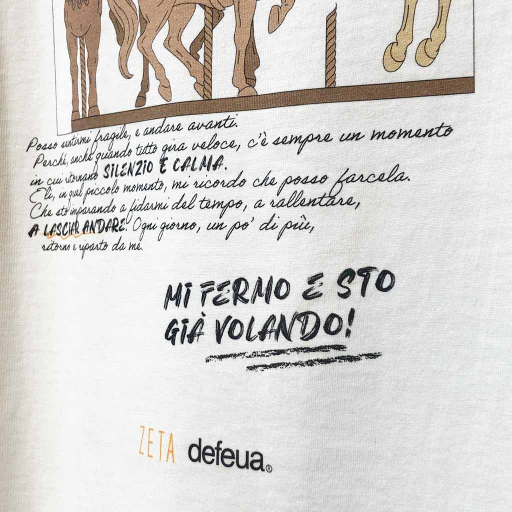 Defeua BREAK THE LOOP t-shirt Gen Z sull'ansia in cotone biologico - dettaglio grafica retro 
