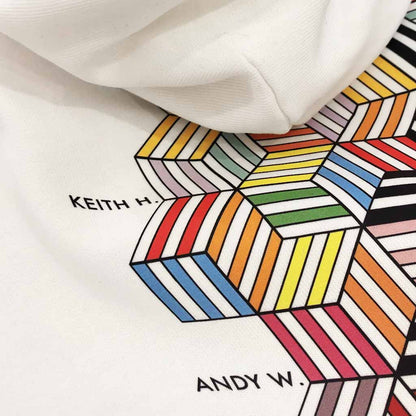 Defeua COLOURS hoodie in cotone biologico, dettaglio retro grafica pop art