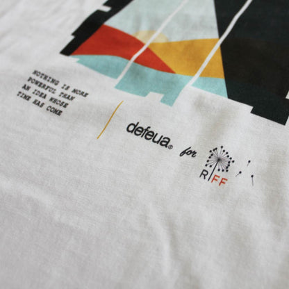 Defeua® DANDELION, la t-shirt del Riviera Film Festival 2024 sulla potenza delle idee, dettaglio logo
