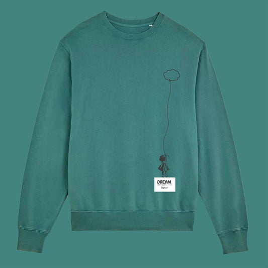 DREAM, felpa sui sogni - colore Hydro verde mare tinto in capo - 100% cotone biologico