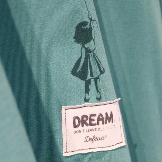 DREAM felpa tinto in capo color hydro cotone biologico, dettaglio etichetta